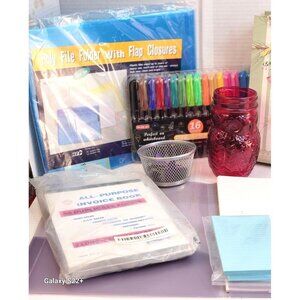 Lot of Office Supplies Shuttle Art 16 Colors Dry Erase Markers HP Poly File Fold